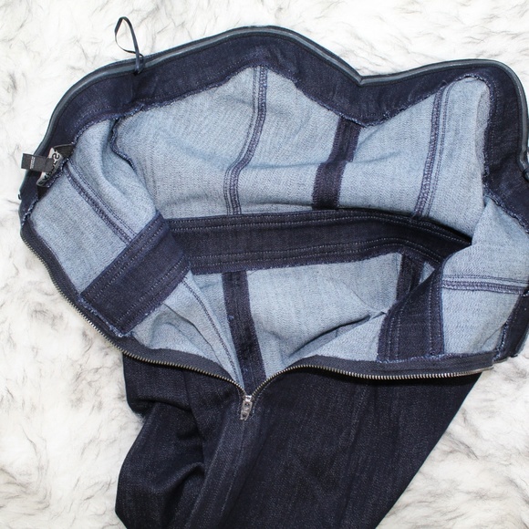 SOLD Express Strapless Front Slit Blue Denim Dress - Picture 6 of 8